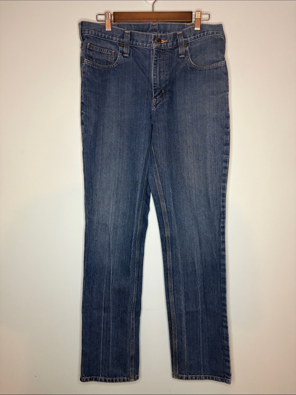 Carhartt Mens Jeans 33x34 Blue Straight Traditional Fit Workwear 33x34